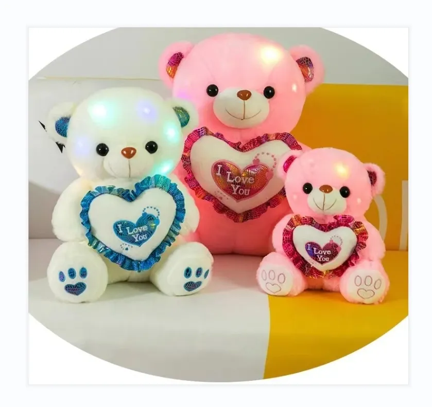 Personalizado lindo amor suave personalizado animal de peluche de juguete Día de San Valentín de peluche oso de peluche con corazón de peluche de juguete regalo del Día de la madre