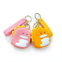 Porte-monnaie en caoutchouc écologique mignon pour enfants, sac de rangement étanche, pendentif porte-clés dinosaure, dessin animé, léger