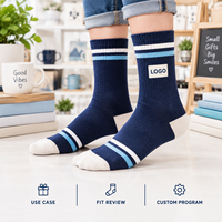 Chaussettes fantaisie en tricot avec motifs artistiques originaux, patchs bleu marine et blancs, cadeau, vente en gros, impression originale résistante à la décoloration, échantillons approuvés, emballage