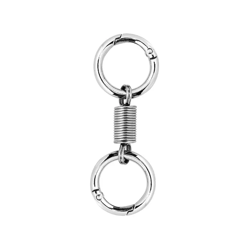 Zinc Alloy Tension Spring O Key Ring Home Office Keys Chain 2 Round Carabiner Clip Metal Hook Snap Buckle Gift Car Keychain