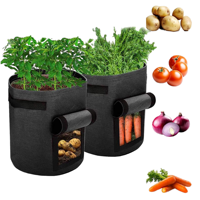 Sac de culture réutilisable en feutre polyester personnalisé avec fenêtre de récolte pour la culture de pommes de terre, tomates et légumes en pot de jardin, vente en gros