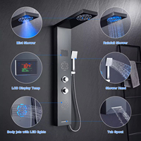 Système de douche mural thermostatique pour hôtel avec écran LED numérique, panneau de douche en laiton et robinet pluie - Juego De Ducha