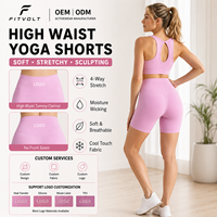 FITVOLT OEM ODM Short de yoga taille haute pour femme, sans couture, effet froncé aux fesses, style cycliste, extensible dans quatre directions, anti-transpiration, respirant, doux et extensible