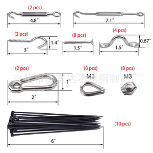 304 Stainless Steel Light Lifter Kit With <b>Hooks</b> Screws And Wire Rope <b>Clips</b> For Ceiling Lamp Installation - Product Image 1