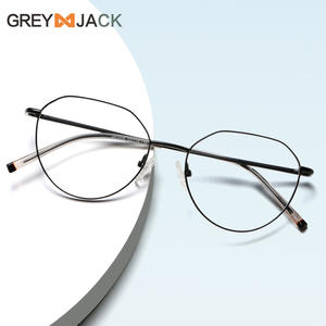 Monture de lunettes optiques polygonales artistiques Grey Jack en métal Me2006, pont moyen, unisexe - Product Image 1