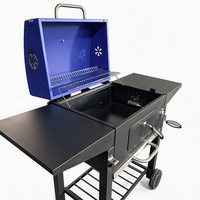 Meistverkaufter Großer Holzkohle-Trolley-Grill mit Seitentischen für Garten und Hinterhof-Partys