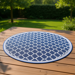 Alfombra Reversible para Exteriores de 9x18, de Plástico Tipo Paja, Azul y Blanco, para Patio, Terraza, Camping, Picnic y Playa - Product Image 2