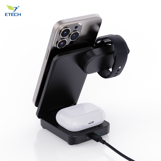 3-in-1 Magnetic Wireless Charging Station for Mobile Phones& Other Devices| 15W Fast Charging Pad with Foldable Design
