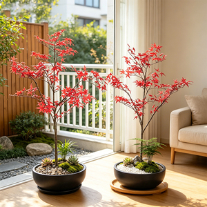 Albero di Acero Rosso Simulato di Alta Qualità in Stile Zen per Soggiorno, Resistente alle Intemperie, per Giardino, Patio e <span class=keywords><strong>Balcone</strong></span> - Product Image 1