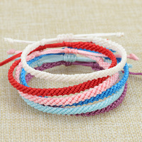 Bracelet en corde tressée en soie de cire de couleur unie, Style bohème, Bracelet de plage étanche, Bracelet de Surf