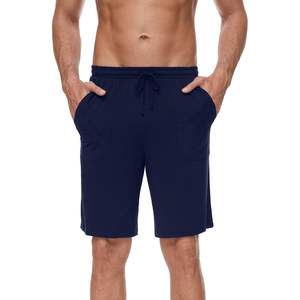 Pantalones Cortos de Pijama Personalizados para Hombre, de Viscosa de Bambú, Tejido Suave, Pantalones Cortos de Dormir de Verano, Color Azul Marino, Talla Pequeña - Product Image 1