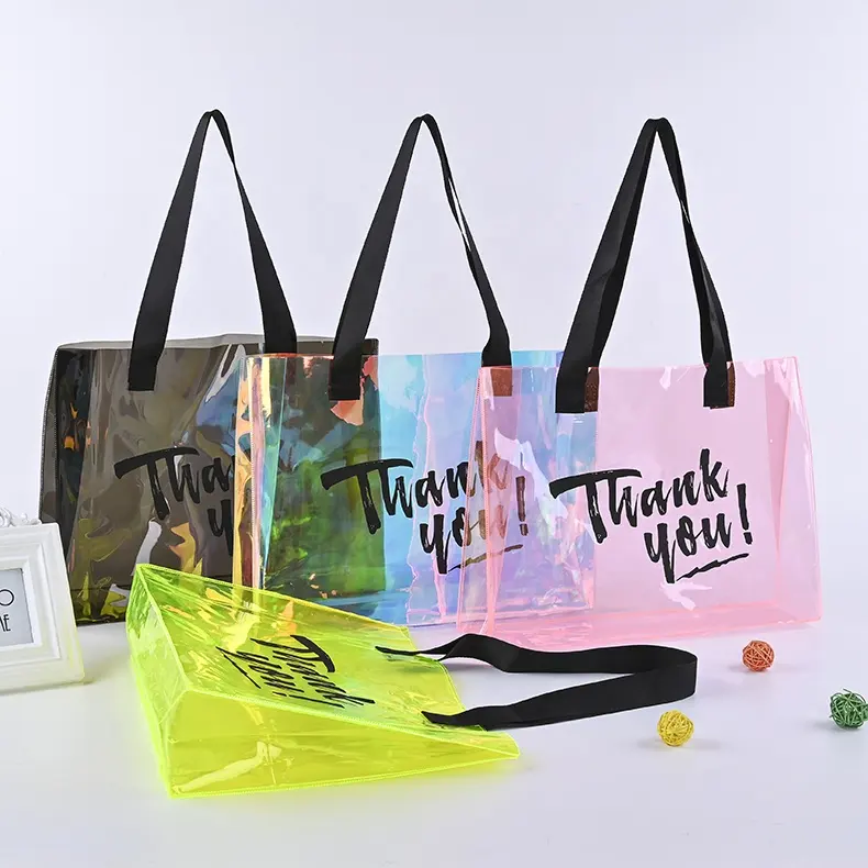 Mode femmes sac fourre-tout en plastique PVC transparent pour cadeau de fête et sac de gelée imperméable promotionnel avec logo et accepter personnalisé