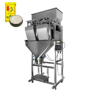 Máquina de embalagem de arroz, alta produtividade, 1kg-5kg, grão, porca, embalagem de alimentos, máquina com pesador linear