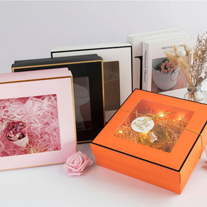 Holesale-cajas <span class=keywords><strong>de</strong></span> papel transparentes plegables para perfume, <span class=keywords><strong>caja</strong></span> <span class=keywords><strong>de</strong></span> regalo con bolsa, color <span class=keywords><strong>naranja</strong></span> - Product Image 6