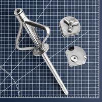 Rivets Tri-Grip 5/32 3/16 pour Kayak, Canoë, Bateau – Rivets à Encliquetage Longs en Aluminium à Grande Tête à Volants – Rivets à Encliquetage Tri-Fold