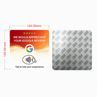 Carte NFC NTAG213 pour avis clients, 13,56 MHz, autocollant PVC étanche, affichage de table tactile 120 x 120 mm
