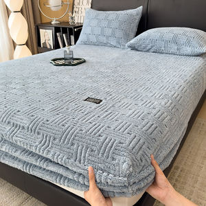 Juego de Ropa de <span class=keywords><strong>Cama</strong></span> de Franela de Alta Densidad, 3 Piezas, Terciopelo Suave, Sábanas de Terciopelo Coral para Invierno, Juego de Sábanas Ajustables - Product Image 4