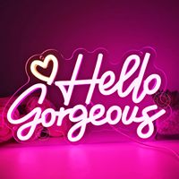 Panneau lumineux LED en forme de cœur « Hello Gorgeous » pour chambre de fille, décoration murale, bar, salon de beauté, dortoir, fête, décoration romantique