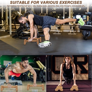 CZ Wooden Fitness Equipment Arm Exercise <b>Strength</b> <b>Training</b> Wooden Handle Wooden Push up Stand Wooden Parallettes Wood Pushup Bar - Product Image 6