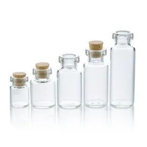 Wholesale Empty Beach Glass Bottle Vial Transparent Glass Mini 3ml Wishing Bottle With Wooden Cork