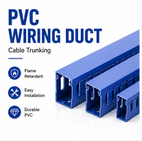 Canalización de PVC Azul Sólido para Cableado, Ranura Abierta, Retardante de Llama, Pared Gruesa, Gestión de Cables, Temperatura de Trabajo -15C~+60C