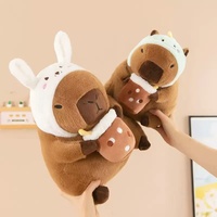 Peluches Kawaii Mignonnes et Douces, Jouet Animal Capybara, Boba Bubble Tea Capybara, Jouets en Peluche Rembourrés Capybara