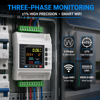 Compteur d'énergie intelligent bidirectionnel WiFi Tuya triphasé avec 3 pinces CT, précision de 1 %, courant maximal de 300 A, tension de fuite
