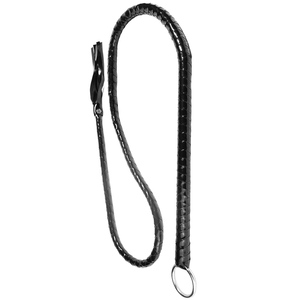 Látigo de cuero negro con anillo de hierro, recto, para juegos de coqueteo, juguetes sexuales BDSM para adultos, para atar el bigote, para pellizcar, equipo de bondage - Product Image 2