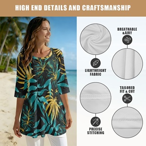 Chemisier Chic <span class=keywords><strong>Grande</strong></span> <span class=keywords><strong>Taille</strong></span> pour <span class=keywords><strong>Femme</strong></span> à Manches Courtes Imprimé Floral Col Rond Ample – Vente en Gros - Product Image 5