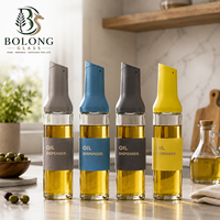 Klantspecifiek logo groothandel 500ml 16.9oz automatische glazen olieverdeler fles kantelgiet azijn keuken 4 kleuren Bolong