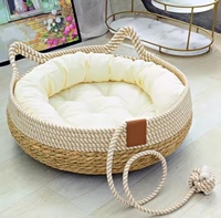 Amovible Tissé Chat Lit Rembourrage Maison De Couchage Chat Scratch Sol Rotin Résistant À L'usure Lavable Chat Cave Pet Supplies