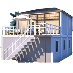 Casa de metal modular moderna pré-construída de 2 andares, pré-fabricada, pequena, embalagem plana, montagem/container dobrável, para venda