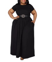 Robes d'été décontractées élégantes pour femmes, amples, à taille basse, à manches courtes, grande taille, couleur unie