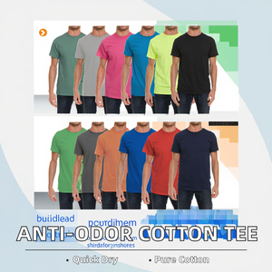 เสื้อยืดแขนสั้นผู้ชายแบบลำลอง OEM/ODM ผ้าฝ้าย 100% ระบายอากาศ ป้องกันกลิ่นกาย ซับเหงื่อ - Product Image 2