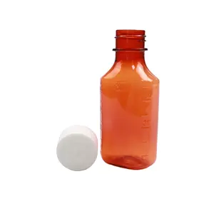 Hot Sale Plastic Cough Syrup Amber Bottle Liquid 2oz Medicine PET Plastic CR Cap Vial