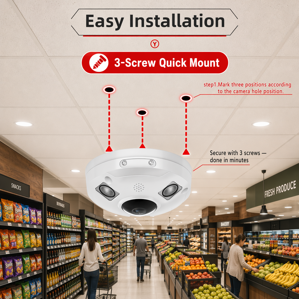Industrial 12MP Metallic Fisheye IP Camera - 360° Wide-Angle Panoramic View · image 5