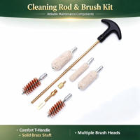 Kit de limpieza de armas con accesorios completos: varillas de latón, mangos en T, cepillos de alambre para calibre, mopa de algodón, botellas exprimibles y parches.