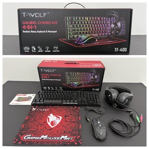 Clavier et souris de jeu filaires portables T-WOLF TF400 4 en 1, tapis de souris, casque, clavier LED, souris, combos de jeu pour ordinateur - Product Image 6