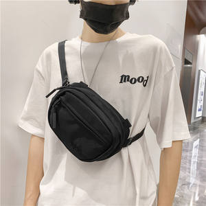 Moodin Men's Chest <b>Bag</b> Nylon <b>Large</b> Capacity Waterproof Solid Color <b>Black</b> Gray Dark Blue Everyday Outfits Fall 2024 - Product Image 1