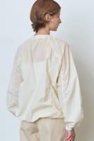 Chemisier décontracté uni à manches longues avec col simple, en tricot mélangé tissé, pull respirant avec logo frontal