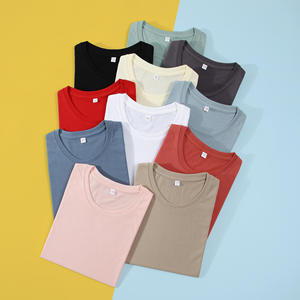 เสื้อยืดผู้ชายผ้าฝ้ายเรียบ แขนสั้น คอกลม สีพื้น ผ้าถัก สวมใส่สบาย ทรงปกติ - Product Image 1
