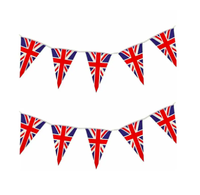 Drapeaux de fanions en plastique PE imperméable pour l'extérieur, drapeaux de fanions en polyester, drapeaux de fanions personnalisés Union Jack britanniques, drapeaux de fanions en ficelle britanniques
