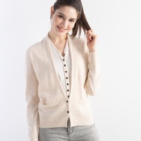 Gerippte Strickjacke mit mehreren Knöpfen für Damen, künstlicher Lagenlook, V-Ausschnitt, Vordertaschen, Büro, Alltag, Damen, lange Ärmel