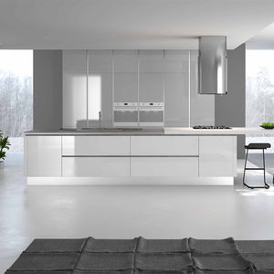 Gabinetes <span class=keywords><strong>de</strong></span> Cocina <span class=keywords><strong>de</strong></span> Lujo en Laca Blanca Mate, <span class=keywords><strong>Puertas</strong></span> sin Tiradores con Sistema Push-to-Open, Diseño Moderno y Minimalista Personalizado para Proyectos <span class=keywords><strong>de</strong></span> Villas - Product Image 4