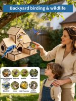 Nichoir en bois à 6 trous pour l'extérieur, nichoir suspendu en bois pour jardin, boîte à oiseaux, cage à oiseaux