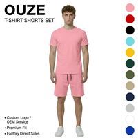Ensemble de survêtement personnalisé pour homme, marque privée, vierge, écologique, respirant, léger, deux pièces, short, été, uni, logo