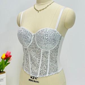 Small Sling Sequin <strong>Strapless</strong> Chest Wrap Coat Sexy <strong>Body</strong> Shaping Top Silk Thin Firm Control Bar Didi Fishbone Corset - Product Image 2