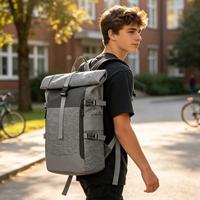 Sac à dos Roll Top Techwear personnalisé avec logo, extensible, étanche, pour ordinateur portable 15,6 pouces, idéal pour les trajets urbains, vente en gros OEM