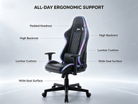 Chaise de jeu de course T-selling, chaise de jeu de luxe pour joueur avec fonction de massage et éclairage RGB