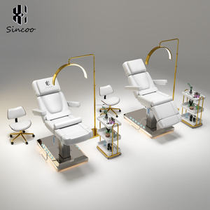 Fauteuil de Salon Électrique Réglable Premium Blanc Doré France, 4 Moteurs, pour Cils, Cosmétique, Visage, et Lit de Massage Nude Inclinable - Product Image 4